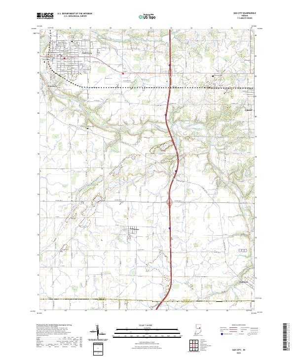 Gas City topographic map thumbnail