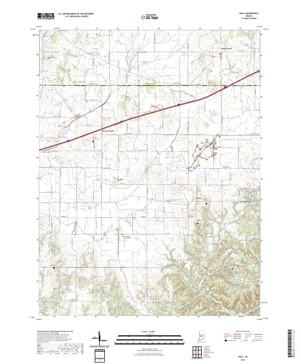 Hall topographic map thumbnail
