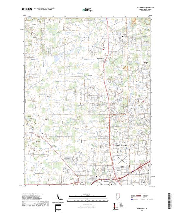 Huntertown topographic map thumbnail