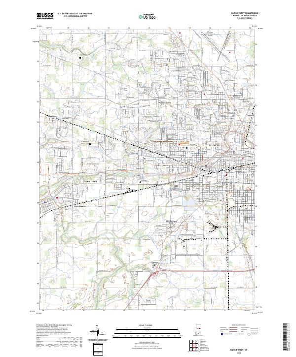Muncie West topographic map thumbnail