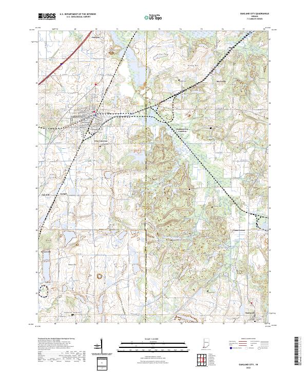Oakland City topographic map thumbnail