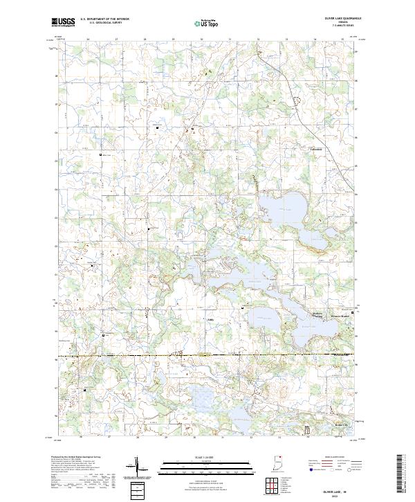 Oliver Lake topographic map thumbnail