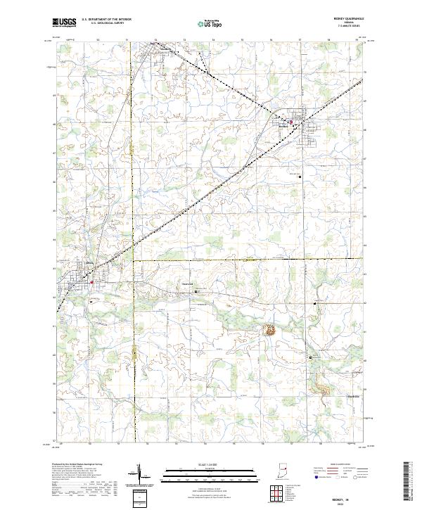 Redkey 2022 topographic map thumbnail