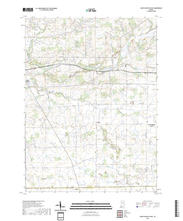 South Whitley East topographic map thumbnail