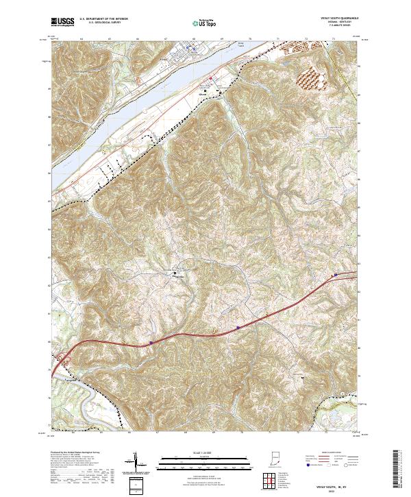 Vevay South topographic map thumbnail