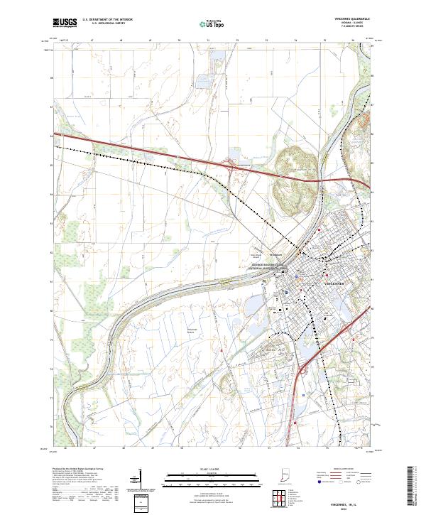 Vincennes 2022 topographic map thumbnail