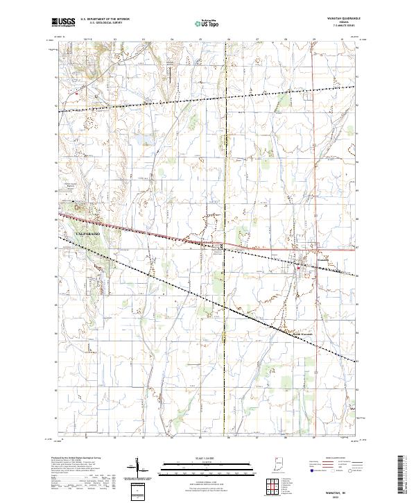Wanatah 2022 topographic map thumbnail