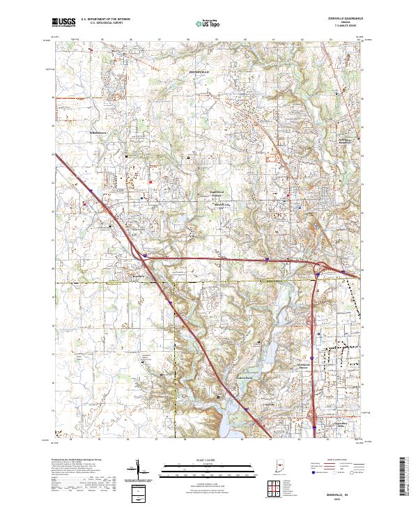 Zionsville 2022 topographic map thumbnail