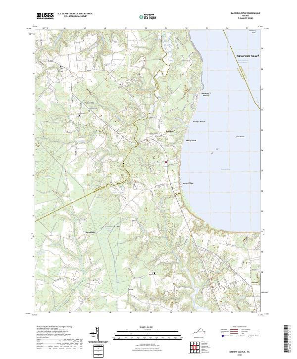 Bacons Castle topographic map thumbnail