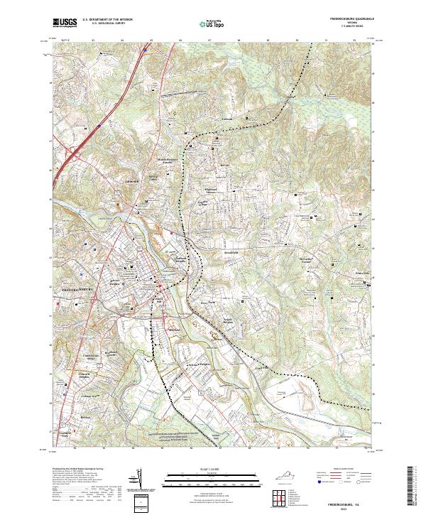 Fredericksburg topographic map thumbnail