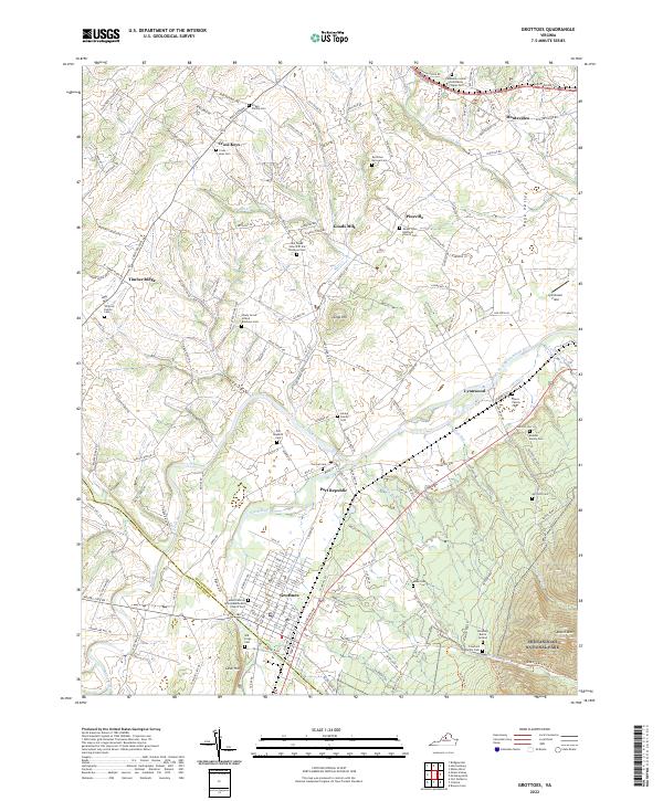 Grottoes topographic map thumbnail
