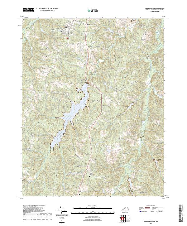 Hampden Sydney topographic map thumbnail