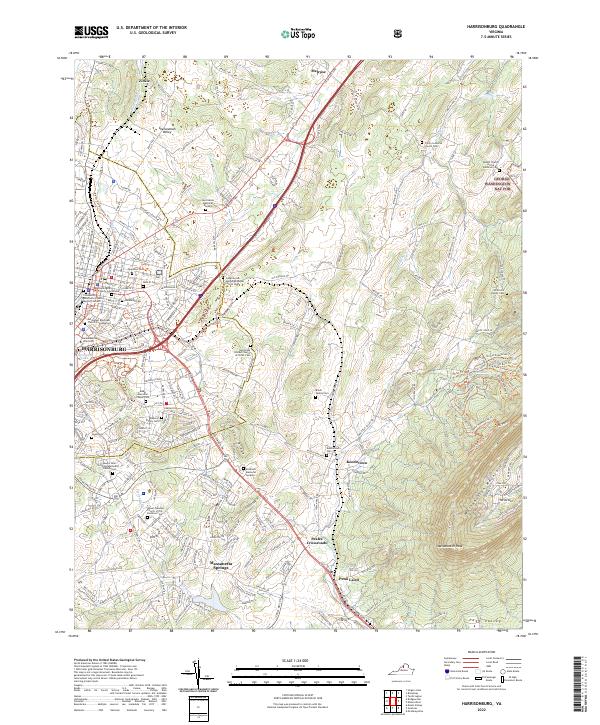 Harrisonburg topographic map thumbnail