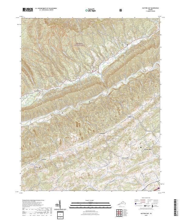 Hayters Gap topographic map thumbnail