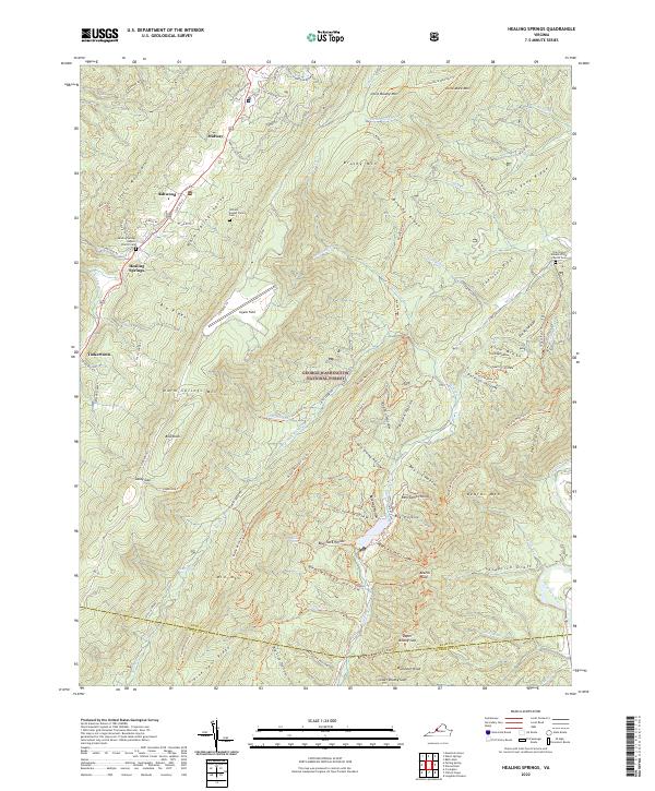 Healing Springs topographic map thumbnail