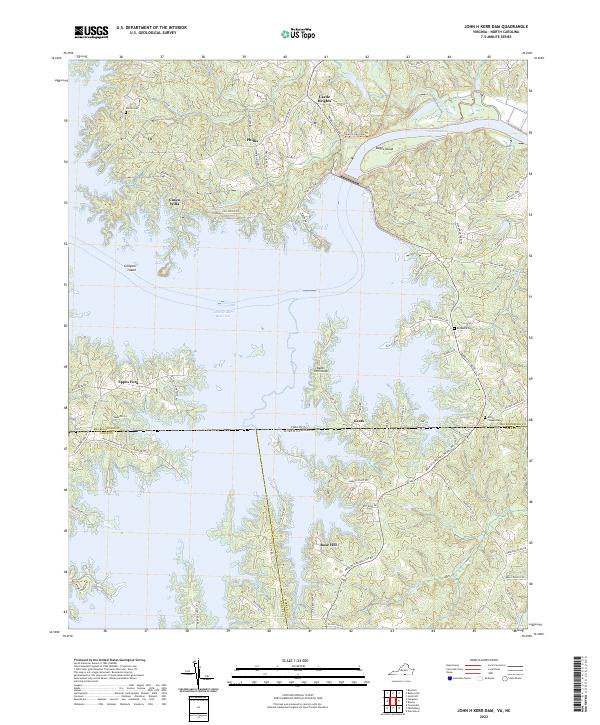 John H Kerr Dam topographic map thumbnail