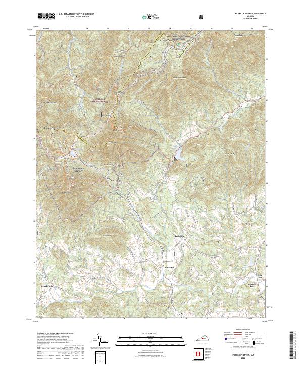 Peaks of Otter topographic map thumbnail