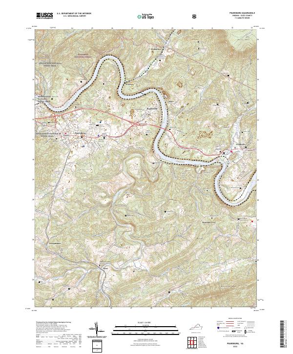 Pearisburg topographic map thumbnail