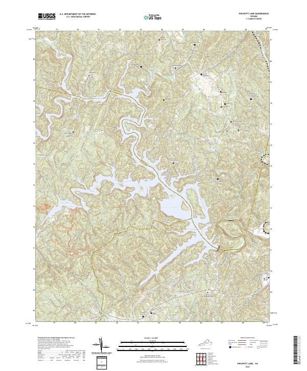 Philpott Lake topographic map thumbnail