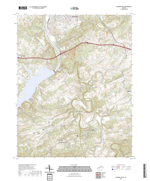 Radford South topographic map thumbnail