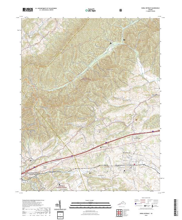 Rural Retreat topographic map thumbnail