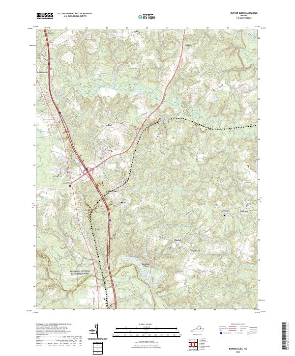 Ruther Glen topographic map thumbnail