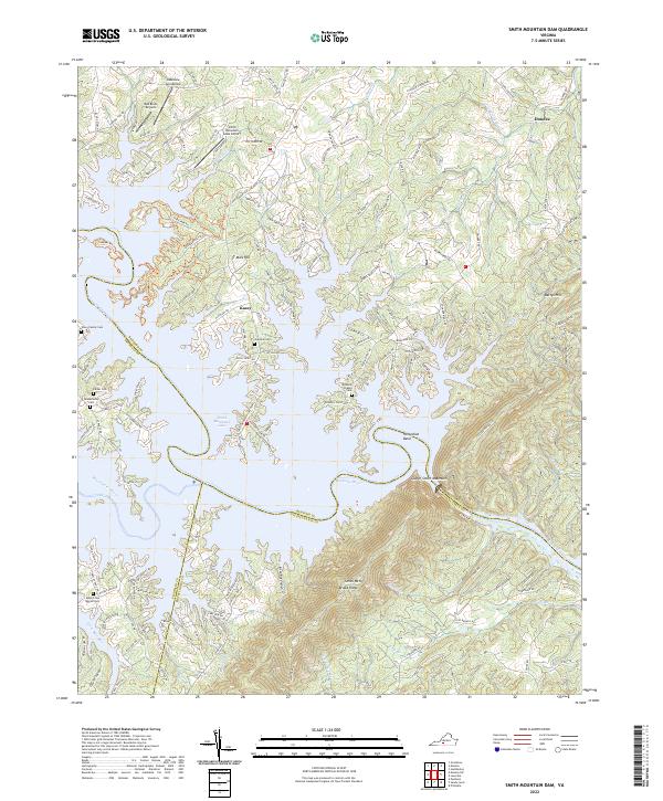 Smith Mountain Dam topographic map thumbnail