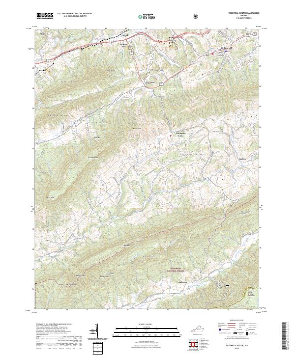 Tazewell South topographic map thumbnail