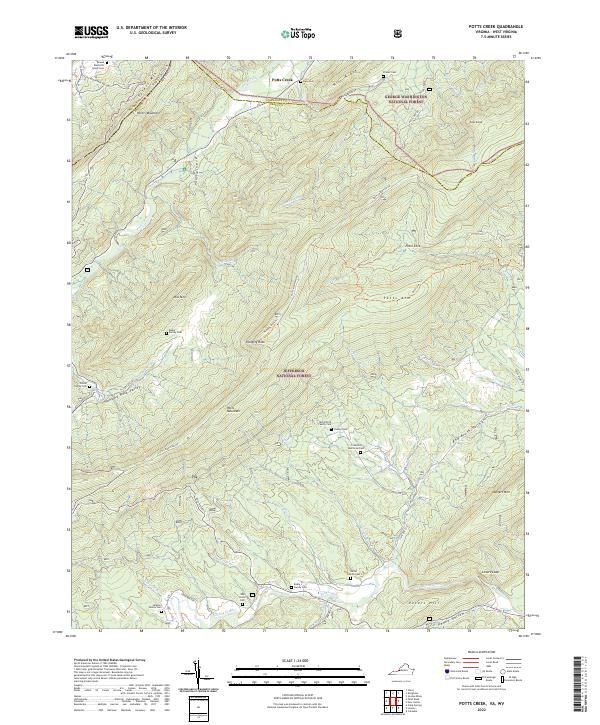 Potts Creek topographic map thumbnail