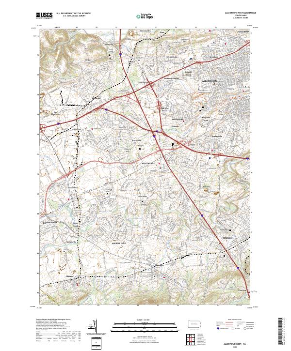 Allentown West topographic map thumbnail