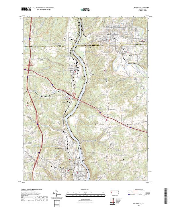 Beaver Falls topographic map thumbnail