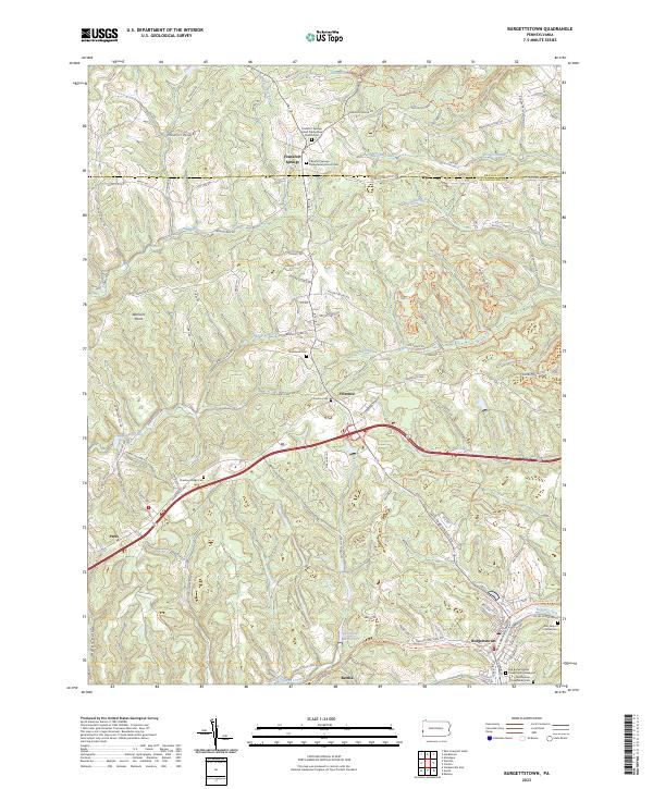 Burgettstown topographic map thumbnail