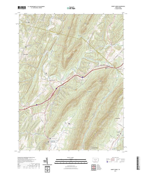 Burnt Cabins topographic map thumbnail
