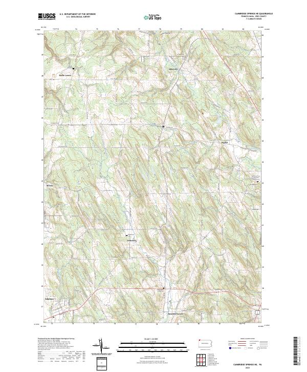 Cambridge Springs NE topographic map thumbnail