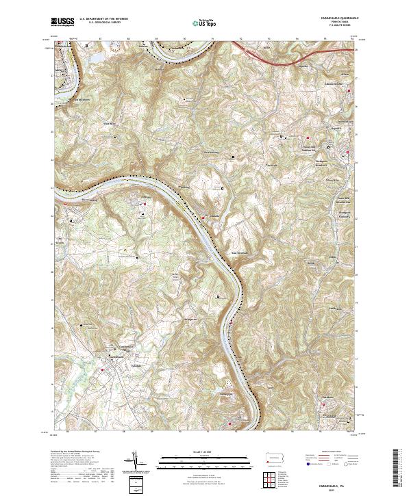 Carmichaels topographic map thumbnail