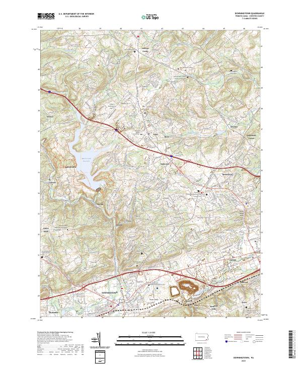 Downingtown topographic map thumbnail