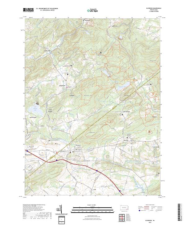 Elverson topographic map thumbnail