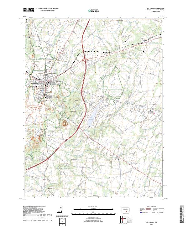 Gettysburg topographic map thumbnail