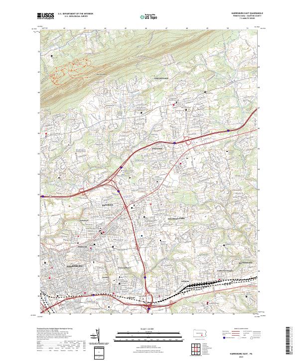 Harrisburg East topographic map thumbnail