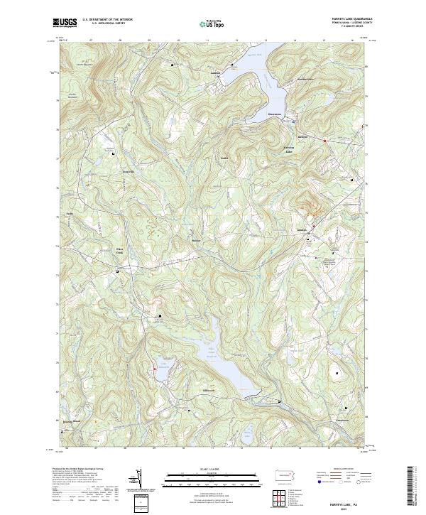 Harveys Lake topographic map thumbnail