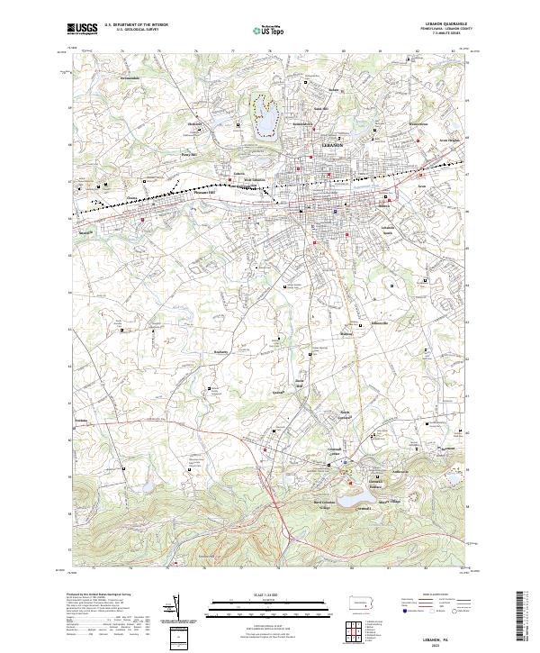 Lebanon topographic map thumbnail