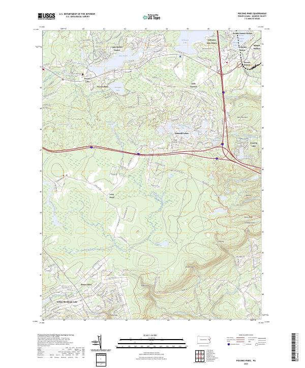 Pocono Pines topographic map thumbnail