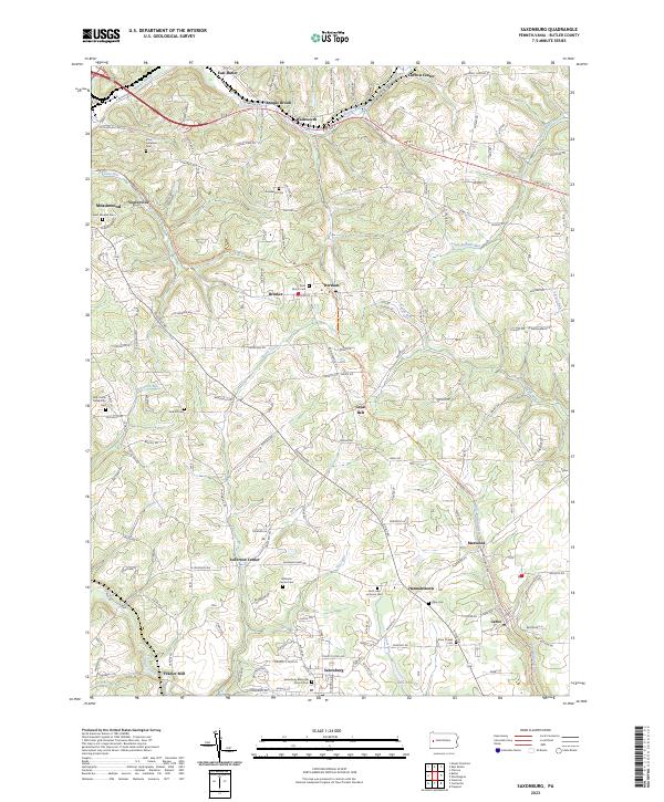 Saxonburg topographic map thumbnail
