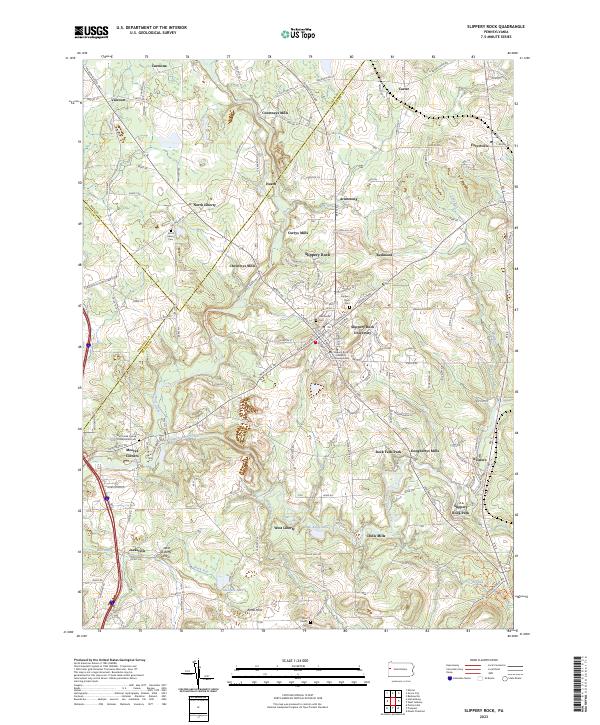 Slippery Rock topographic map thumbnail