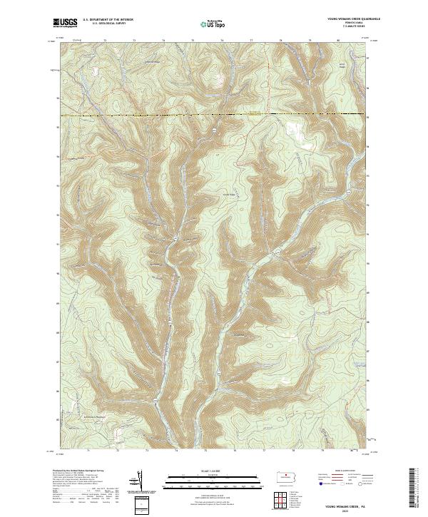 Young Womans Creek topographic map thumbnail