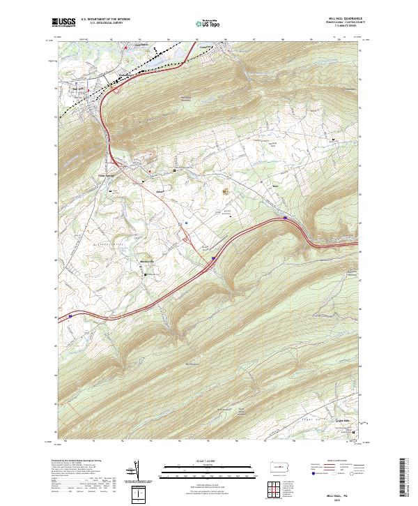 Mill Hall topographic map thumbnail
