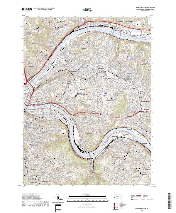 Pittsburgh East topographic map thumbnail