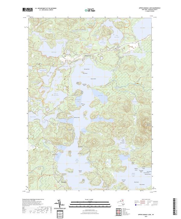 Upper Saranac Lake topographic map thumbnail