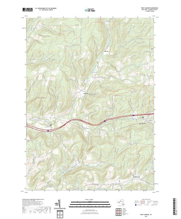 West Almond topographic map thumbnail