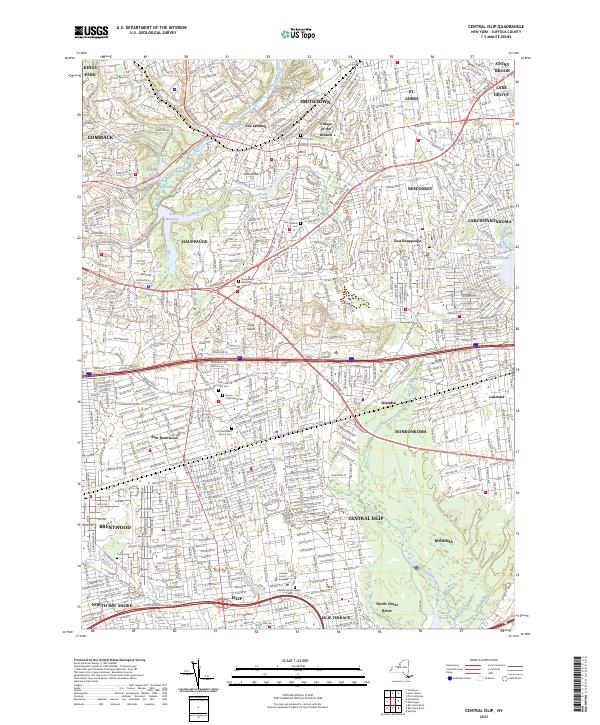 Central Islip topographic map thumbnail